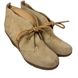 Sperry Top Sider Women's Sz: 9.5 Tan Harlow Lace Up Suede Leather Wedge Bootie